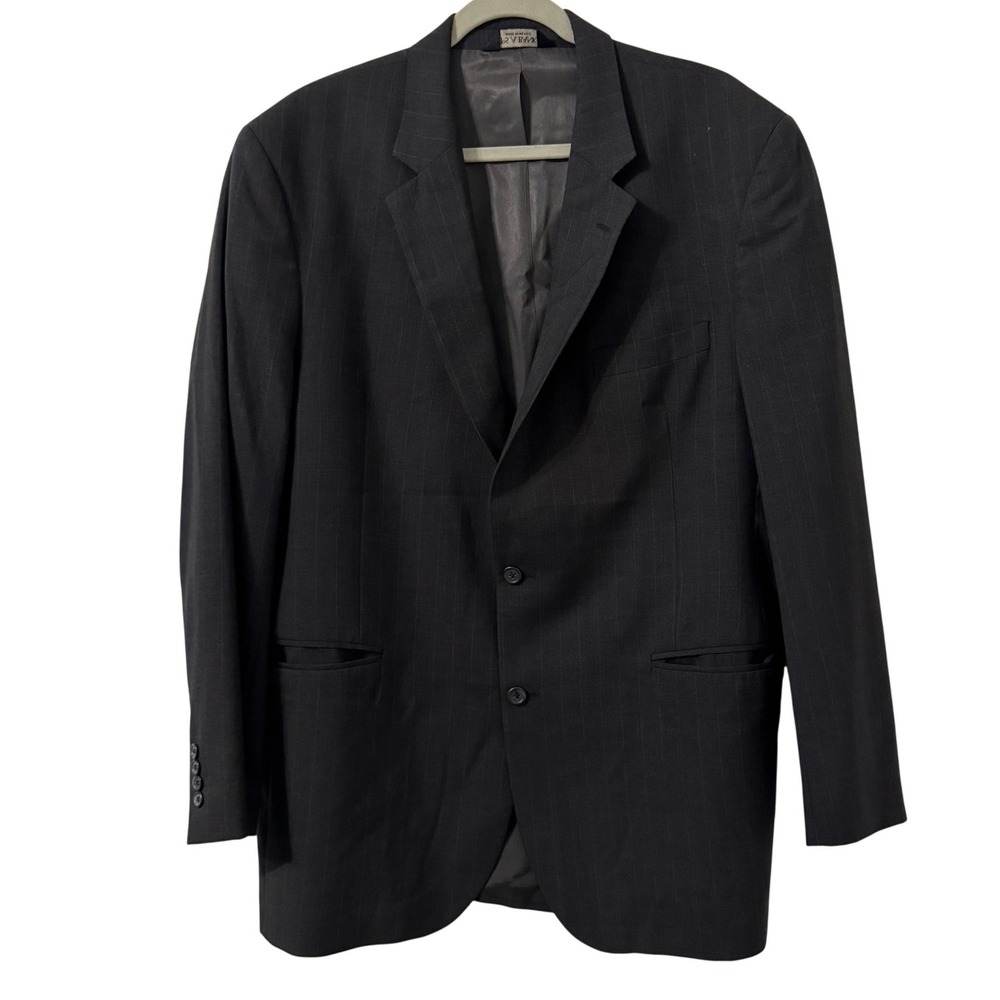 Jos A Bank 44L Dark‎ Gray Pinstrip 100% Wool Buttons Sport Coat Blazer